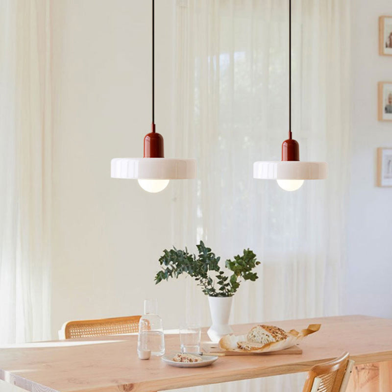 Stained glass Bauhaus-style pendant light with adjustable cable