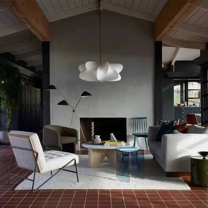 Silk Japanese pendant light with wabi-sabi inspired design