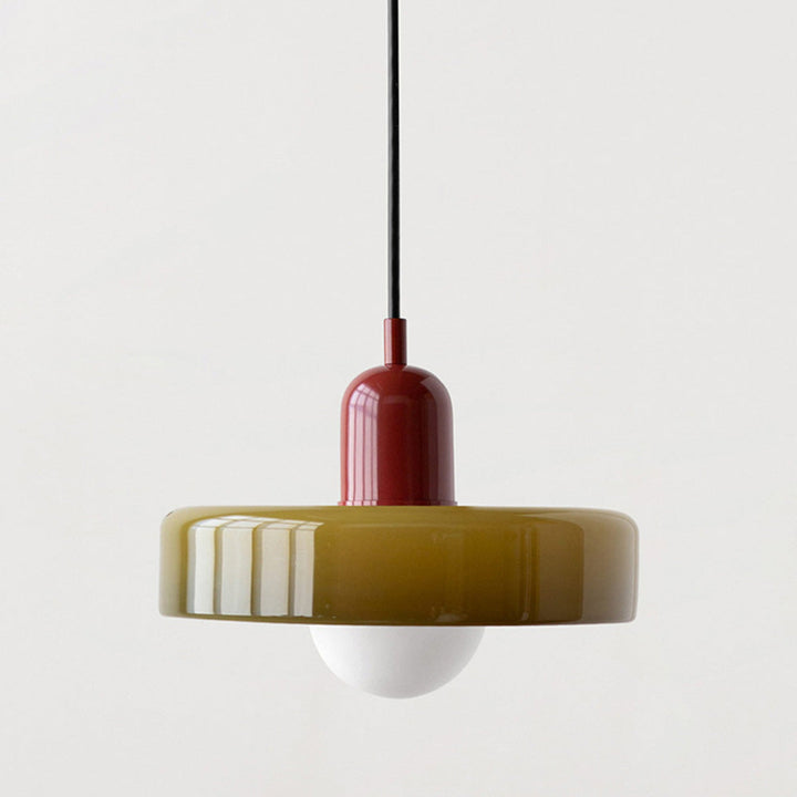 Stained glass Bauhaus-style pendant light with adjustable cable