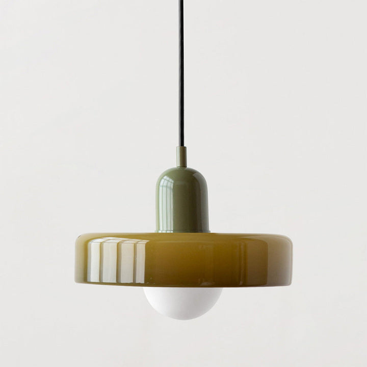 Stained glass Bauhaus-style pendant light with adjustable cable