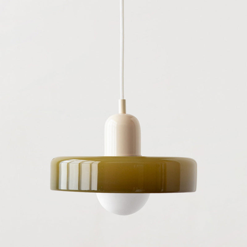 Stained glass Bauhaus-style pendant light with adjustable cable