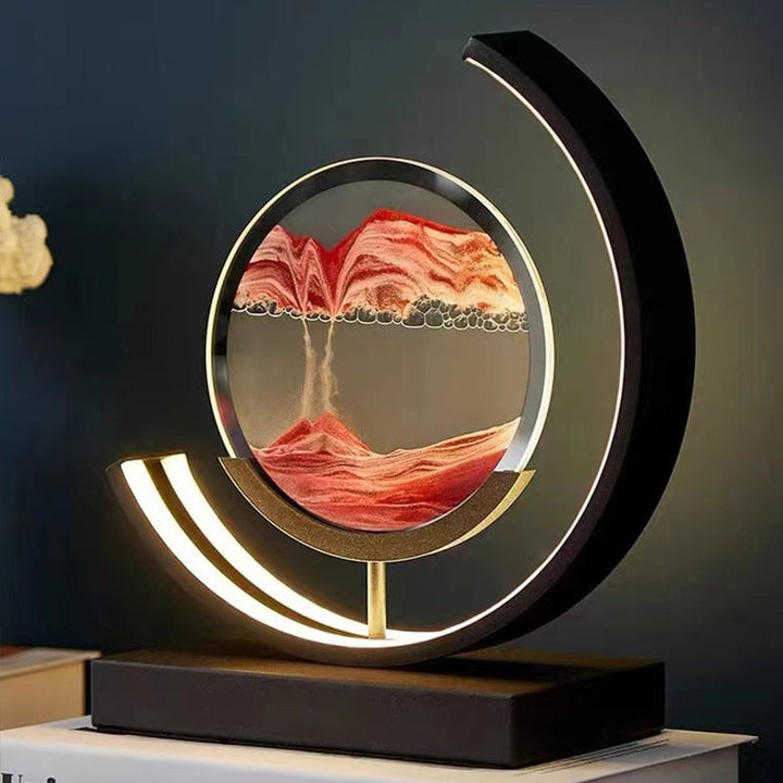 Quicksand LED table lamp with rotating sand art design
