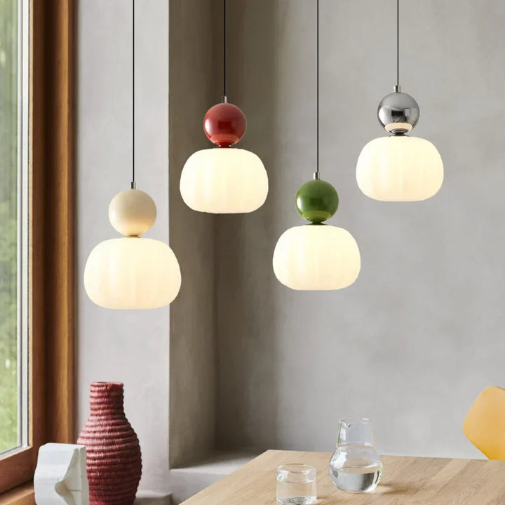 Cream Art Deco pendant light with Bauhaus-inspired design