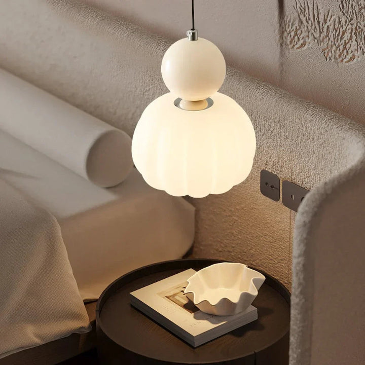 Cream Art Deco pendant light with Bauhaus-inspired design