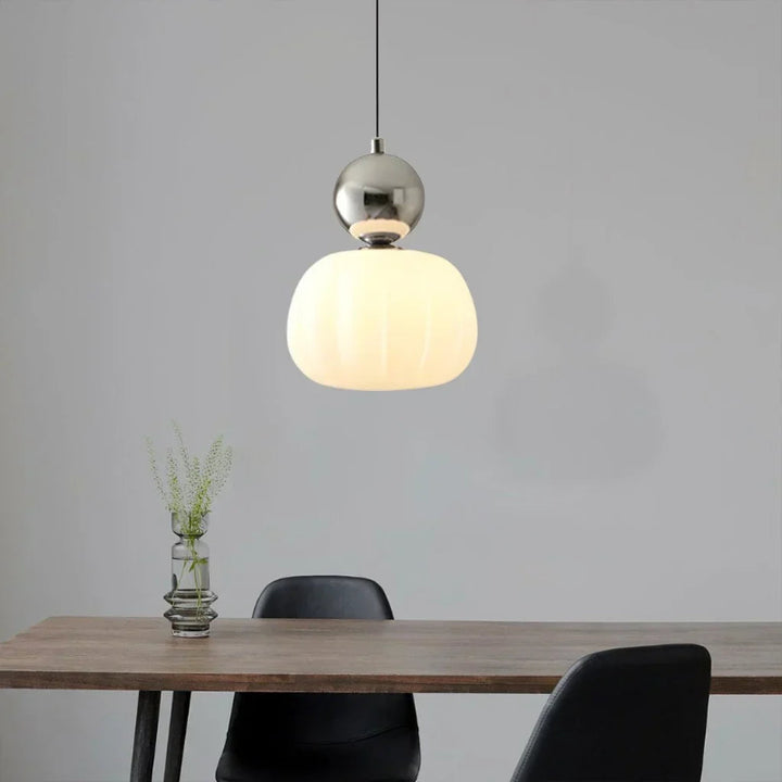 Cream Art Deco pendant light with Bauhaus-inspired design