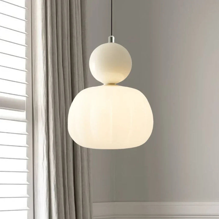Cream Art Deco pendant light with Bauhaus-inspired design