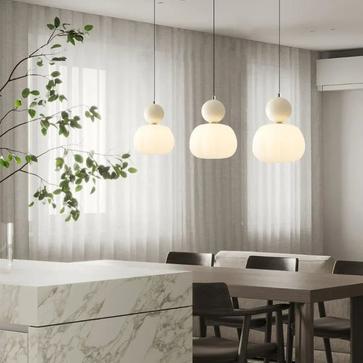 Cream Art Deco pendant light with Bauhaus-inspired design