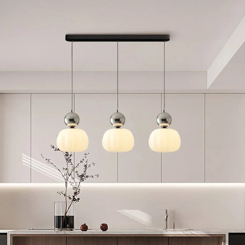 Cream Art Deco pendant light with Bauhaus-inspired design