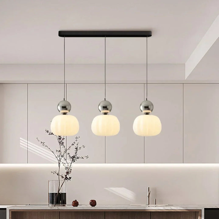 Cream Art Deco pendant light with Bauhaus-inspired design