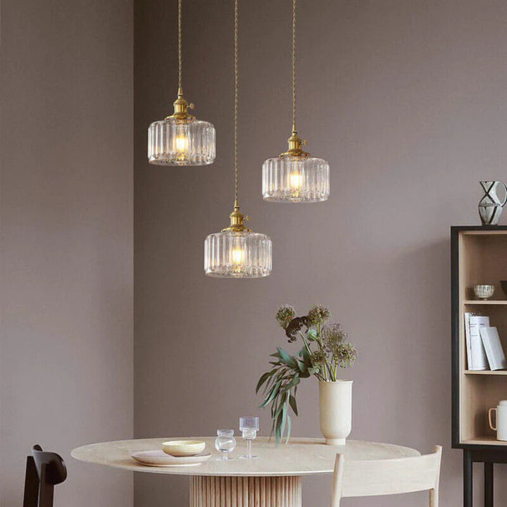 Vintage crystal glass pendant light with adjustable height