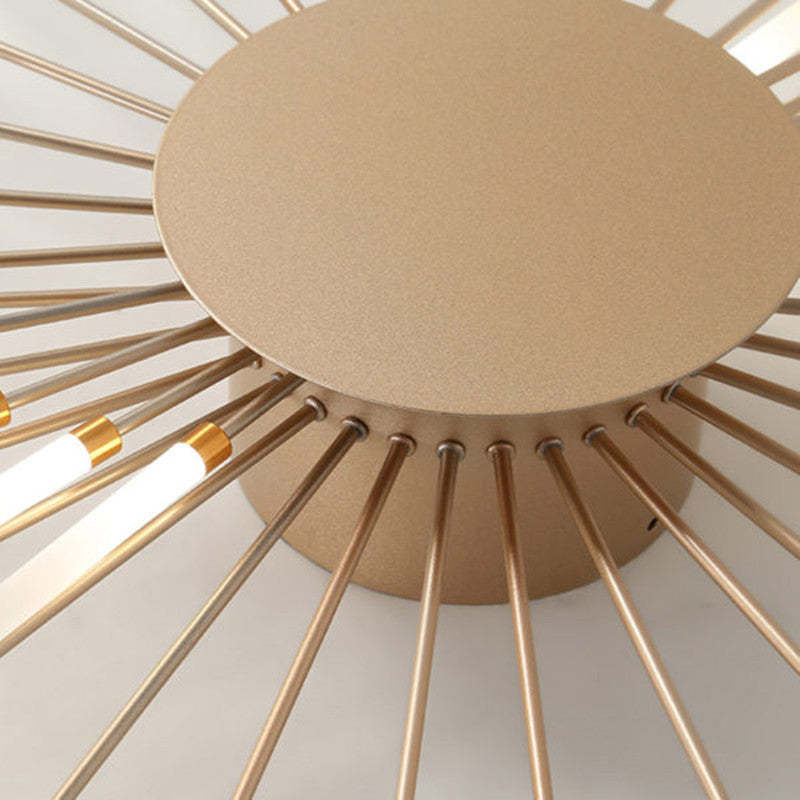 Modern firework-style LED ceiling light in gold and black