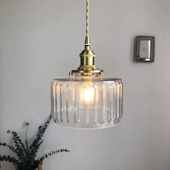 Vintage crystal glass pendant light with adjustable height