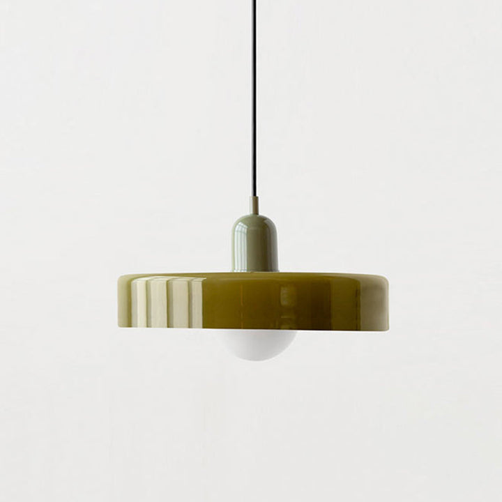 Stained glass Bauhaus-style pendant light with adjustable cable