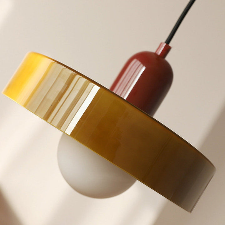 Stained glass Bauhaus-style pendant light with adjustable cable