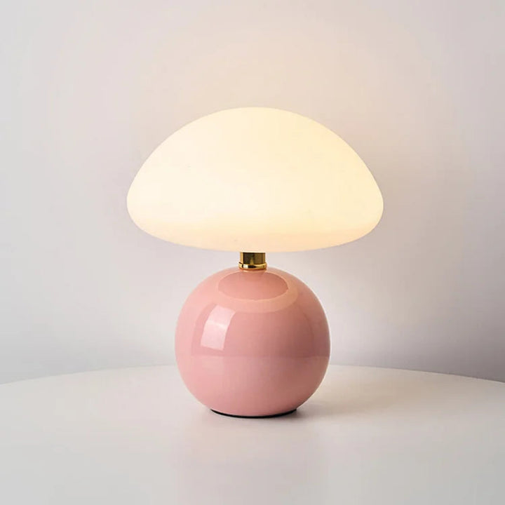 Cream mushroom-style table lamp with adjustable LED light