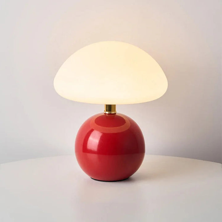 Cream mushroom-style table lamp with adjustable LED light
