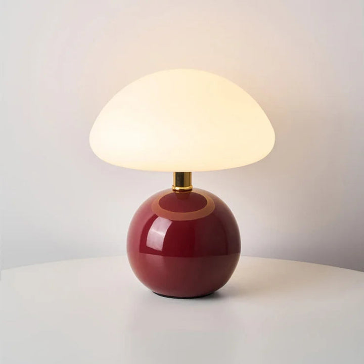 Cream mushroom-style table lamp with adjustable LED light