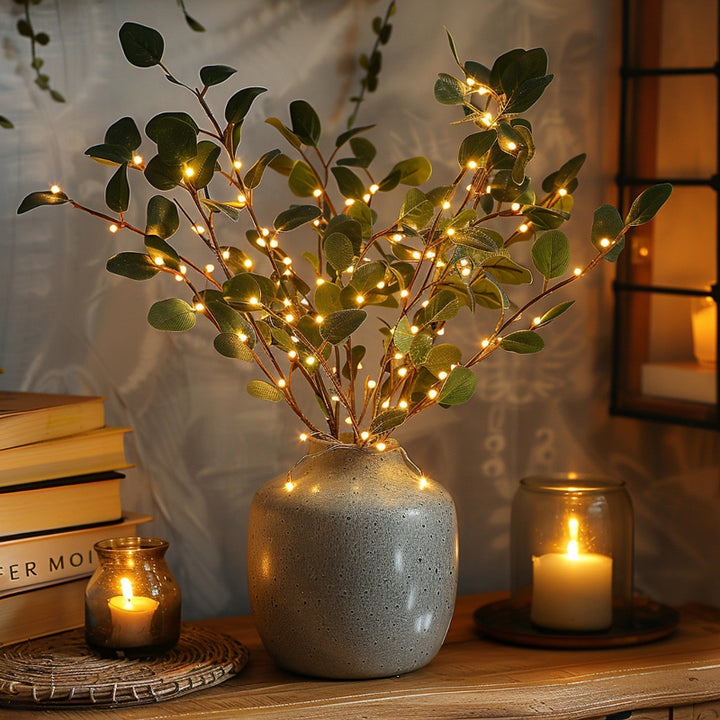 Warm white LED olive branch fairy light for decorative vases