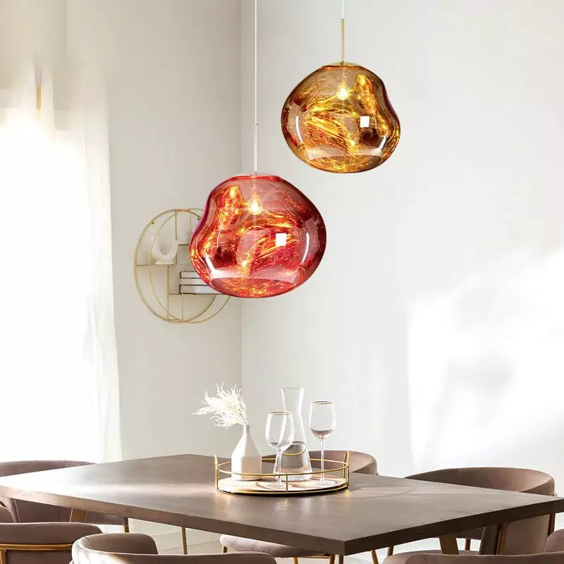 Modern reflective pendant light with melting design