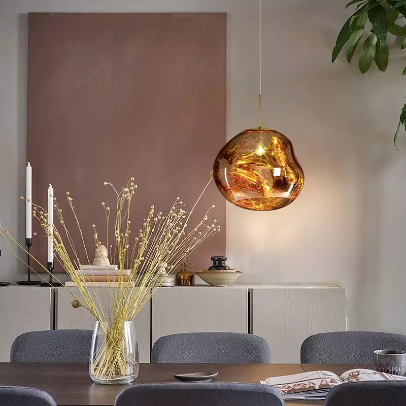 Modern reflective pendant light with melting design