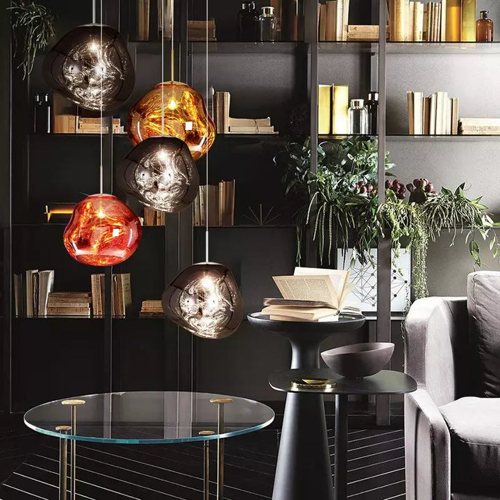 Modern reflective pendant light with melting design