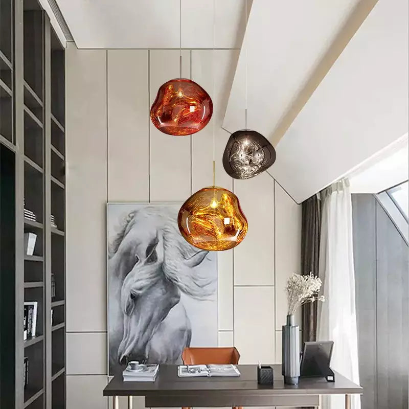 Modern reflective pendant light with melting design