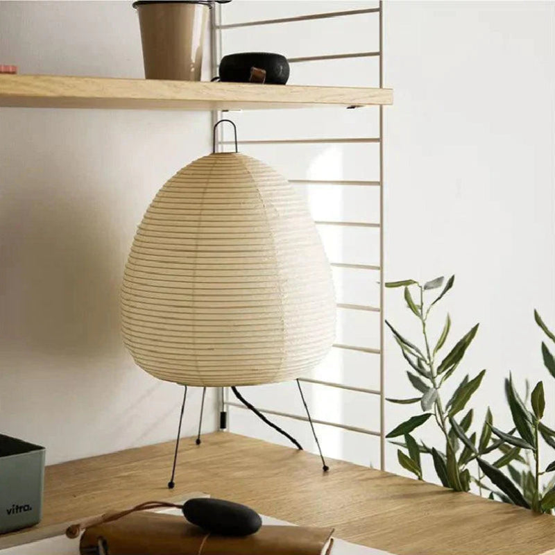 Japanese-style rice paper floor lamp with steel frame