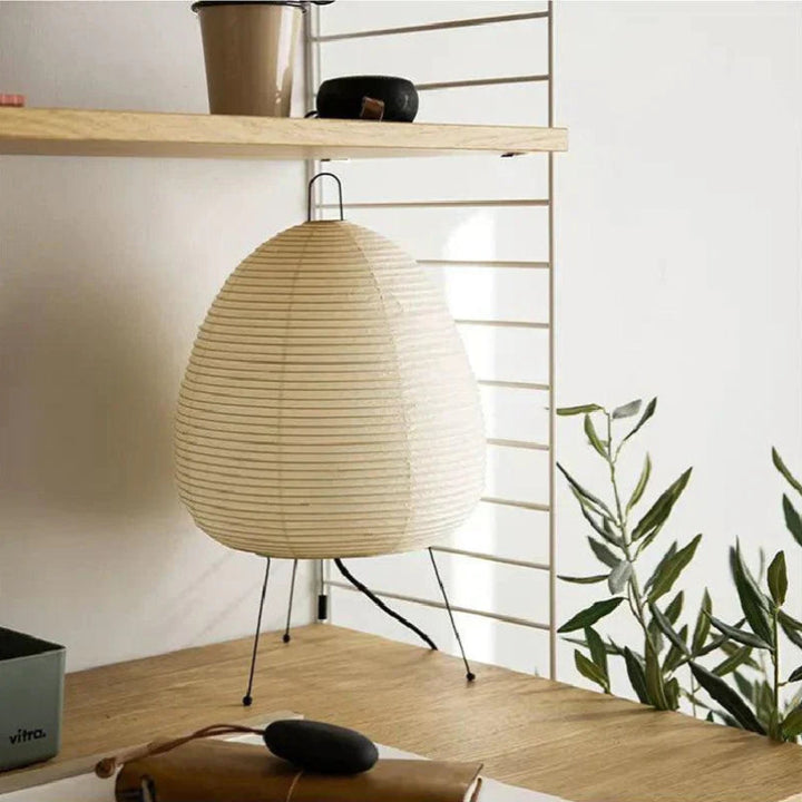 Japanese-style rice paper floor lamp with steel frame