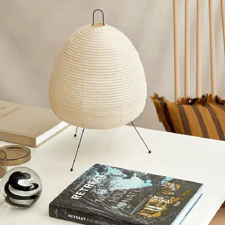 Japanese-style rice paper floor lamp with steel frame