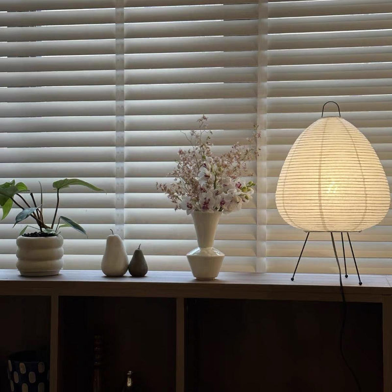 Japanese-style rice paper floor lamp with steel frame
