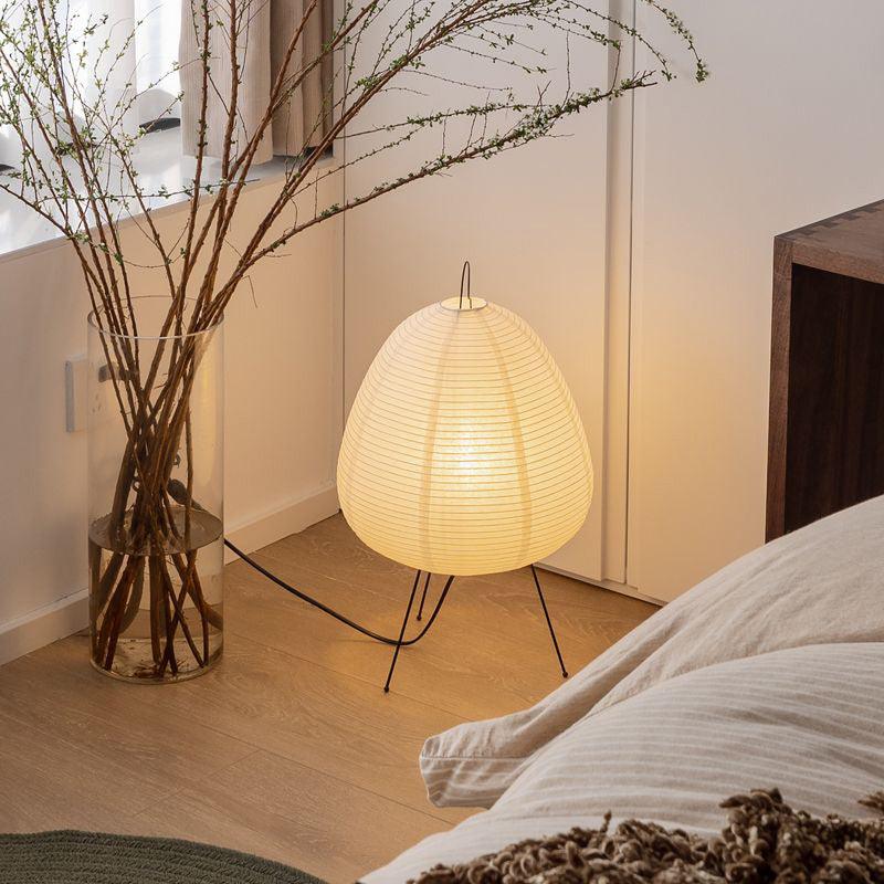 Japanese-style rice paper floor lamp with steel frame