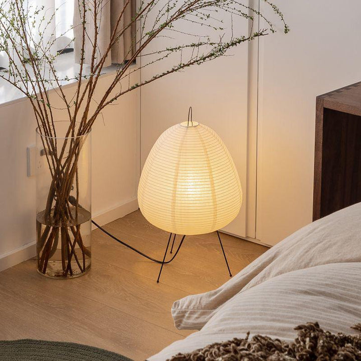 Japanese-style rice paper floor lamp with steel frame