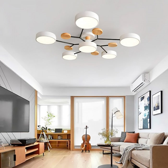 Contemporary LED ceiling light with organic branch design
