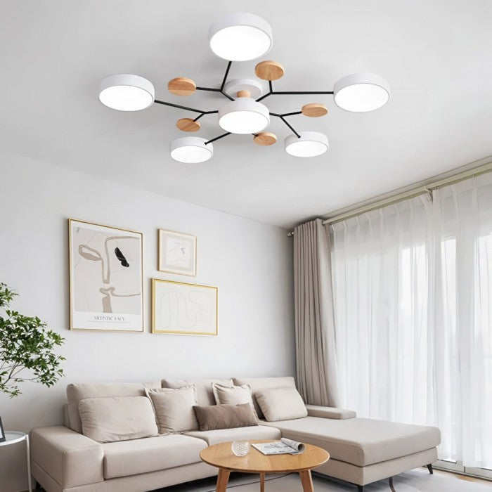 Contemporary LED ceiling light with organic branch design