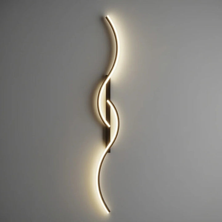 Wave-shaped dimmable LED wall light in gold and black